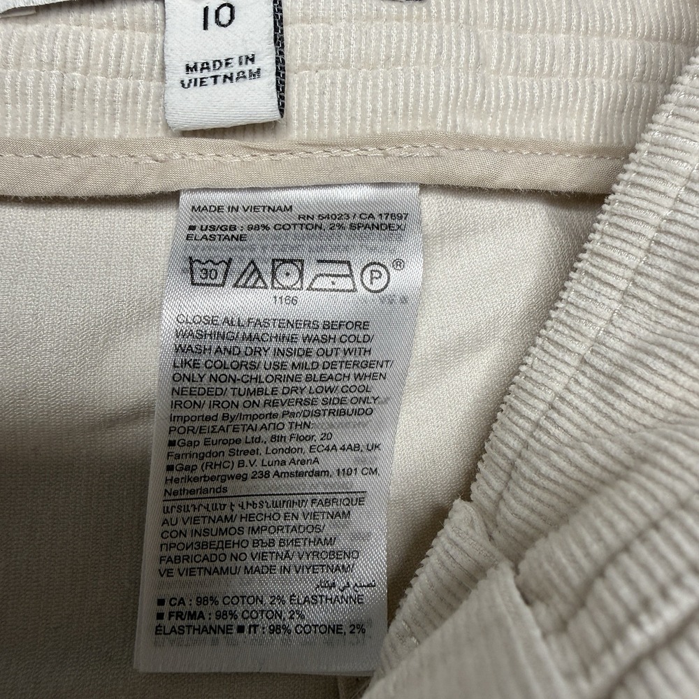 Banana Republic Womens The Corduroy Barrel Pant Size 10 Cargo Cream Ivory - Picture 9 of 10